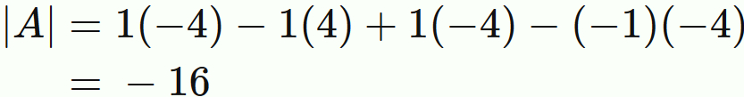 4行4列行列式の例