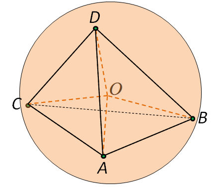 四面体の外接球の中心の図