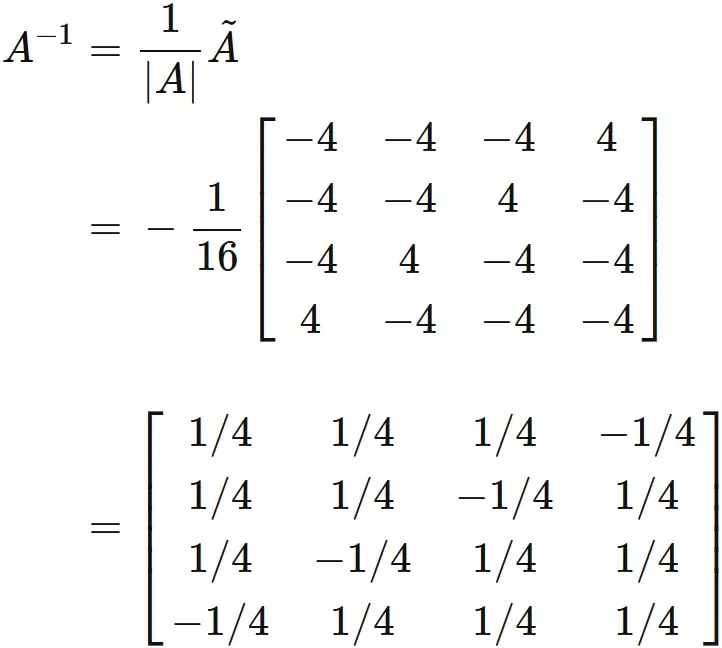 4行4列の逆行列の例