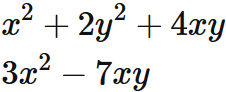 二変数の二次形式の例