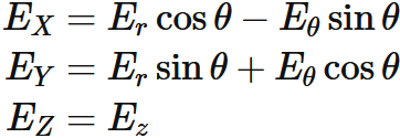 円柱座標におけるベクトルの成分